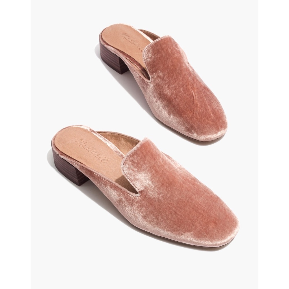 Madewell The Willa Loafer Mules Slides in Pink Plush Velvet size 8